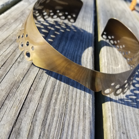 Solid darkened brass set lot color necklace cuff - Picture 6 of 8